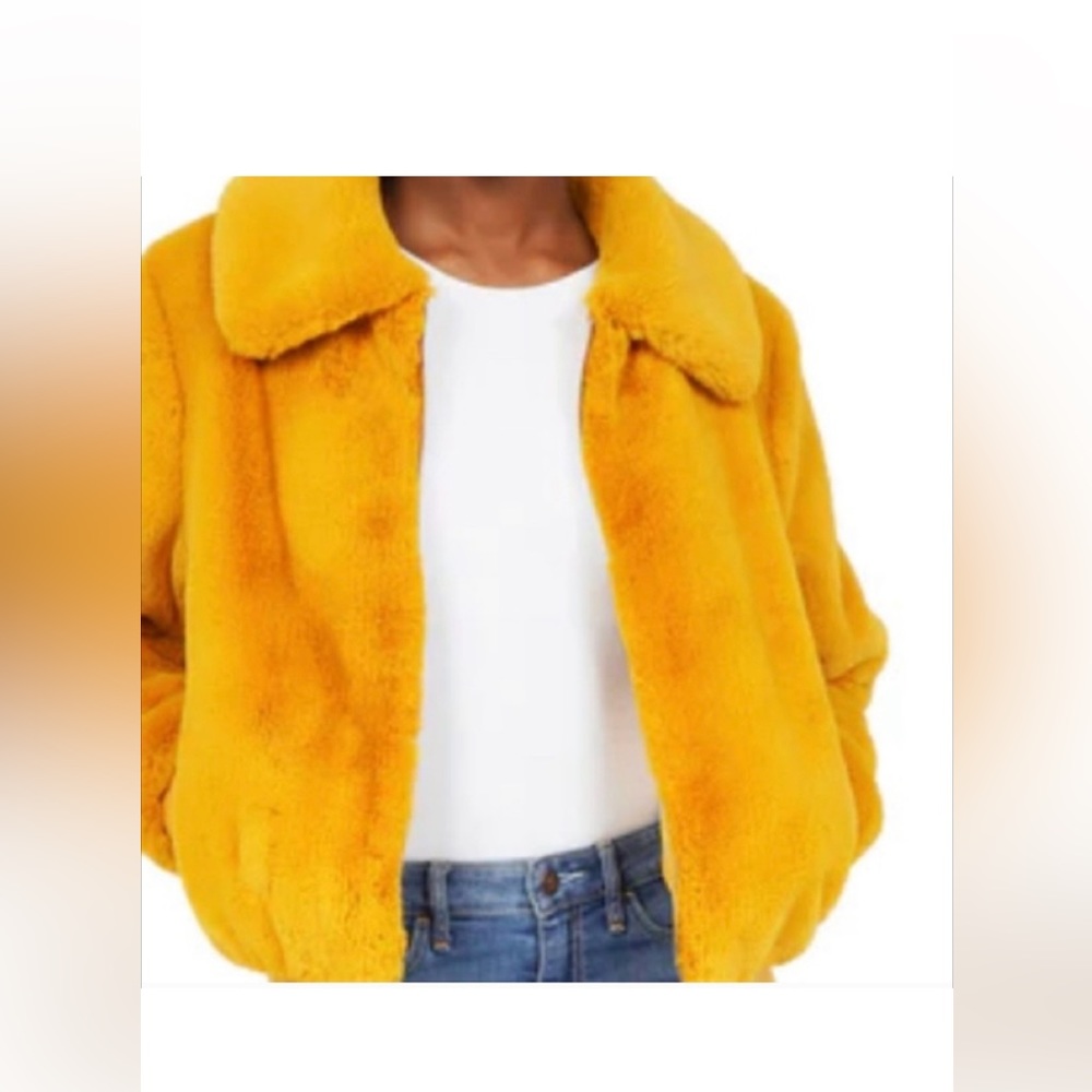 *NWOT* Fur coat from Express mustard yellow color size L